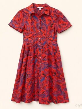 Alexis x Target NWT Red and Blue Leaf-Print Midi Dress